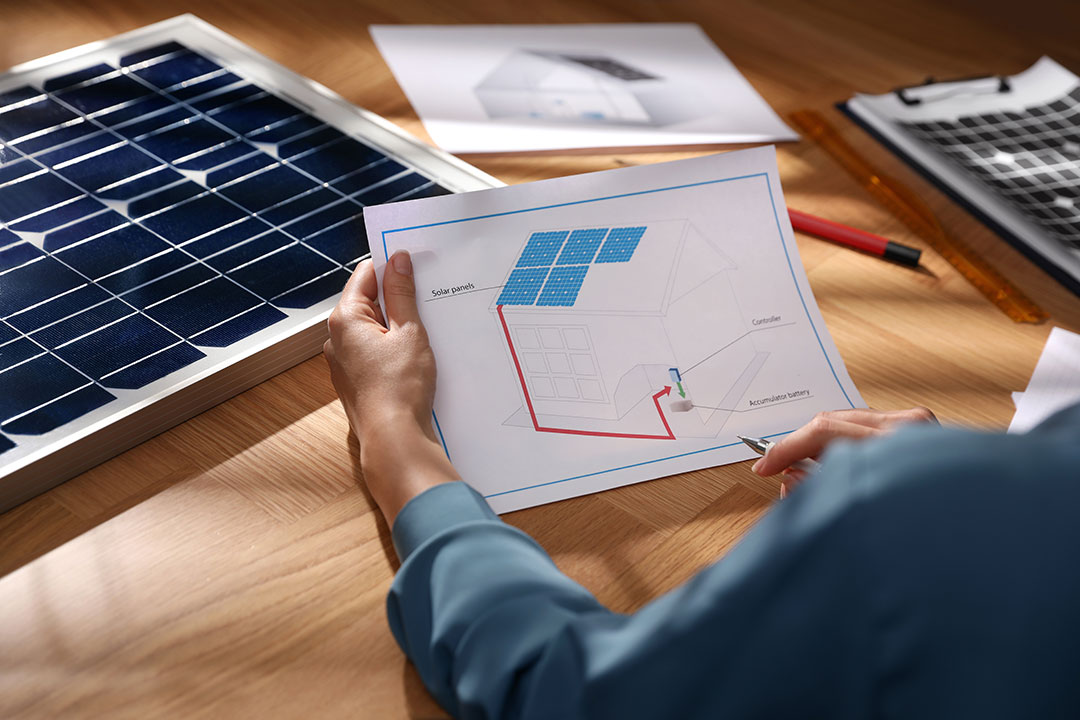 Engineer designing solar panels