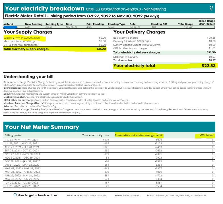 Conedsion bill after solar