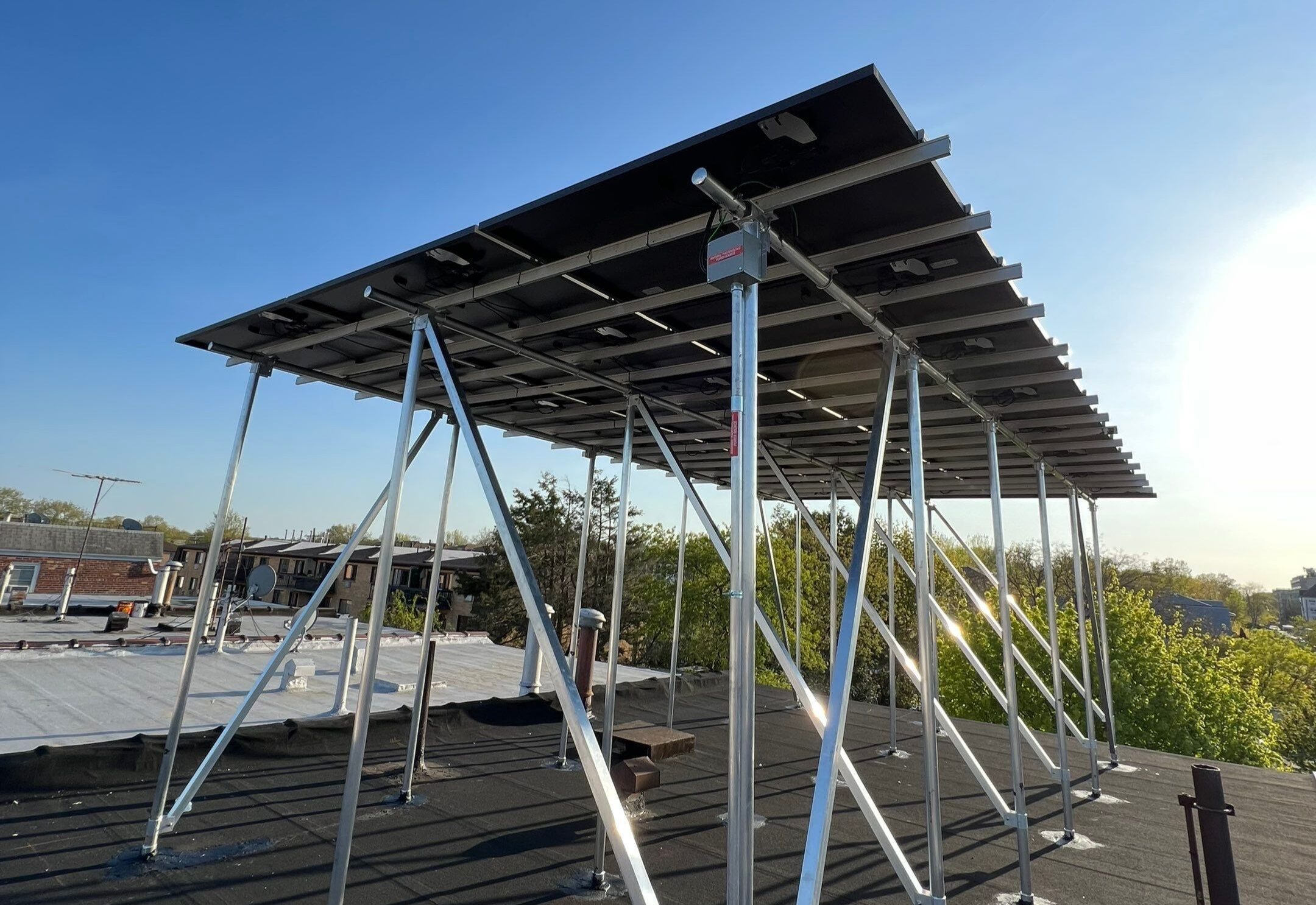 Roof top solar canopy system in Brooklyn